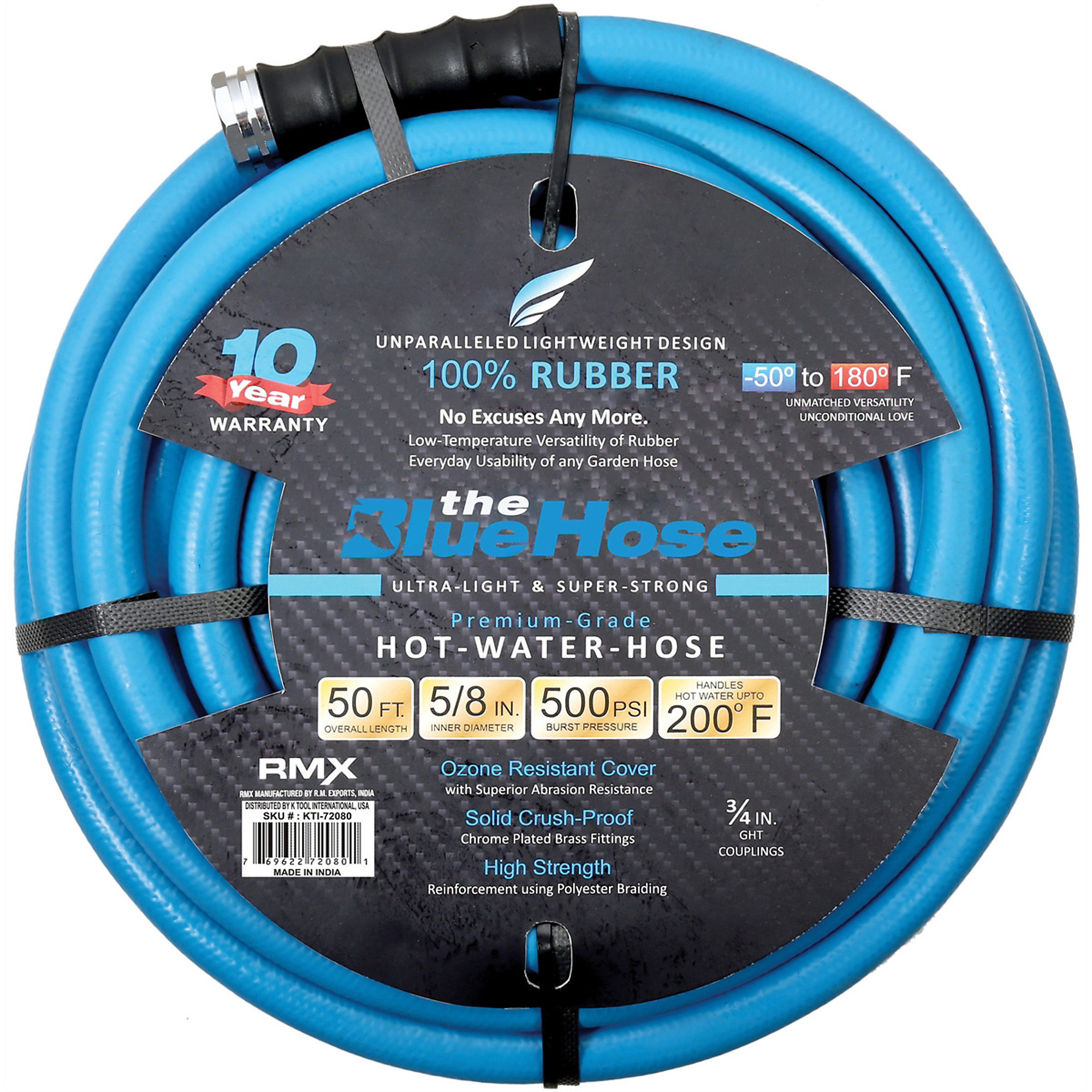 BluBird AG-Lite Rubber Hot/Cold Water Hose, 5/8in. x 50ft., Model# BLBBSAL5850
